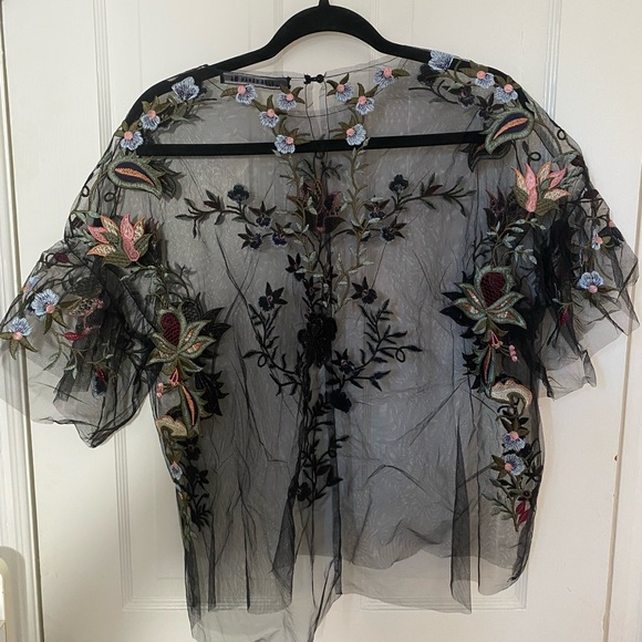 Zara Tops - Floral mesh overlay